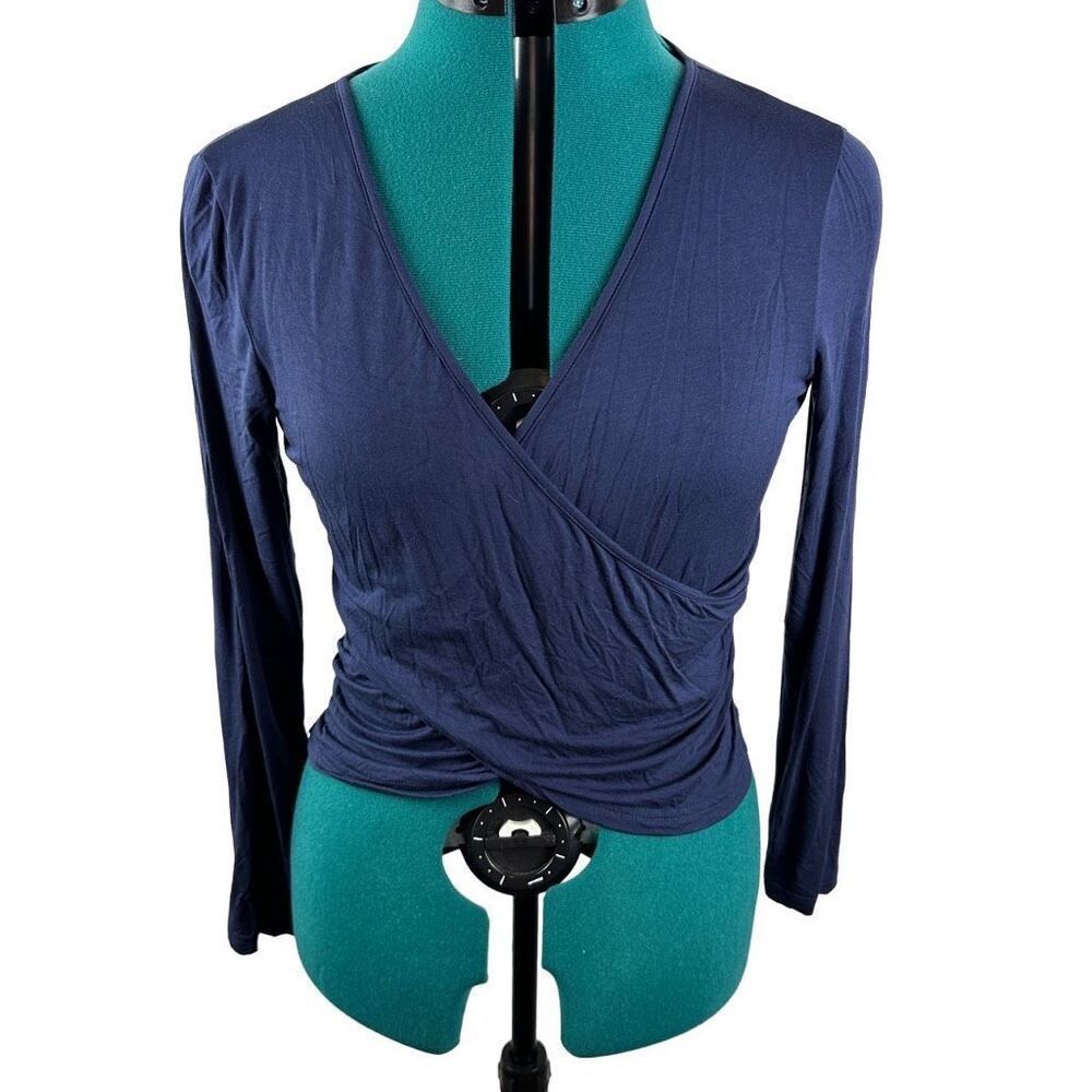 VETIOR Deep V Neck Long Sleeve Unique Slim Fit Cross Wrap Crop Top- Size L - Picture 4 of 10